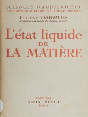 cover image of L'état liquide de la matière